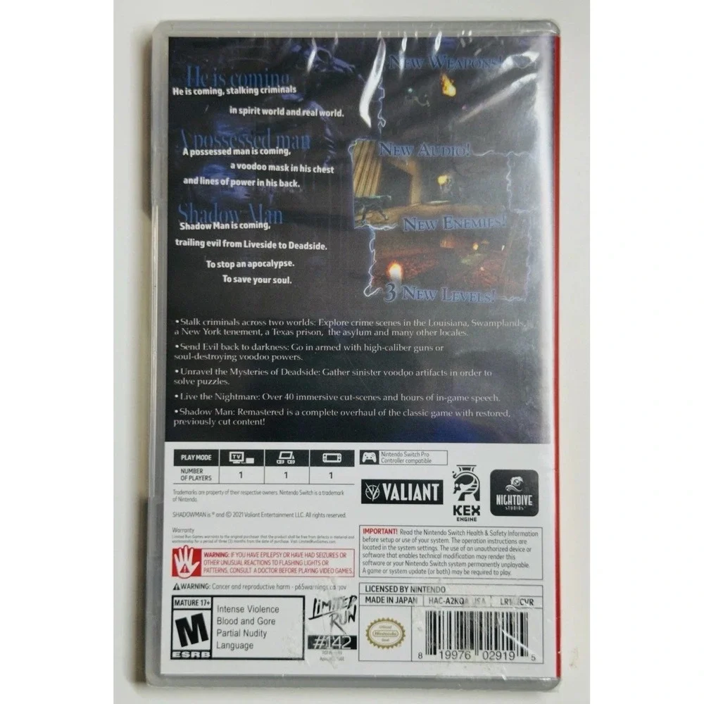Shadow Man Remastered Nintendo Switch Limited Run Games LRG New Sealed